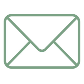 Green email icon on a white background