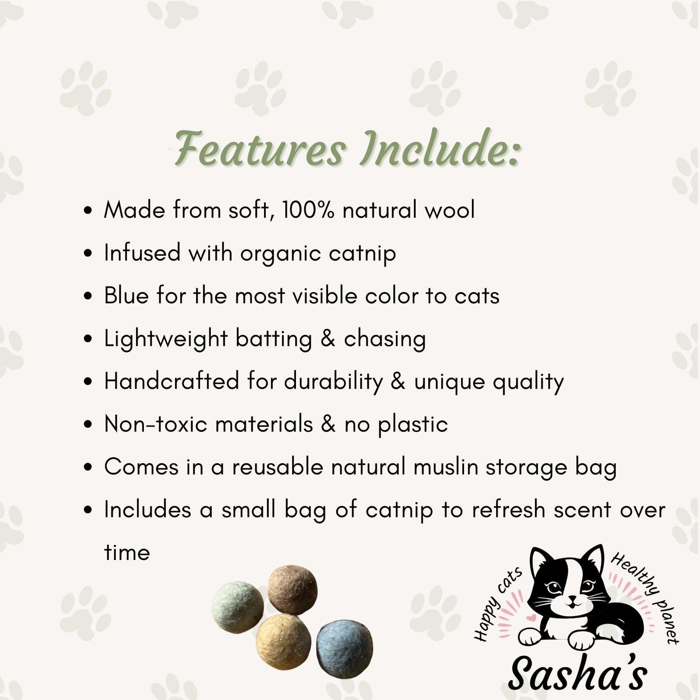 Bright Blue Eco-Friendly Wool Cat Balls