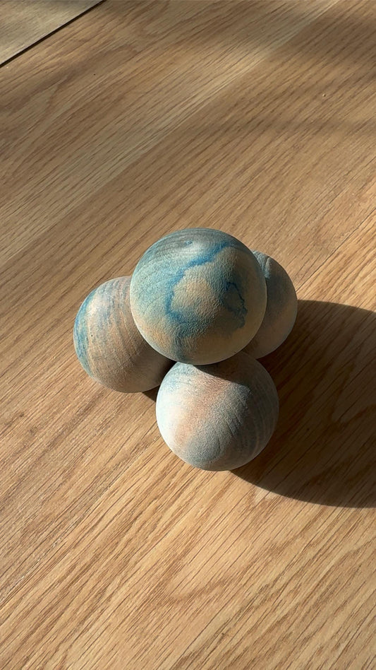 The Blue Wooden Cat Balls - Spirulina-Dyed