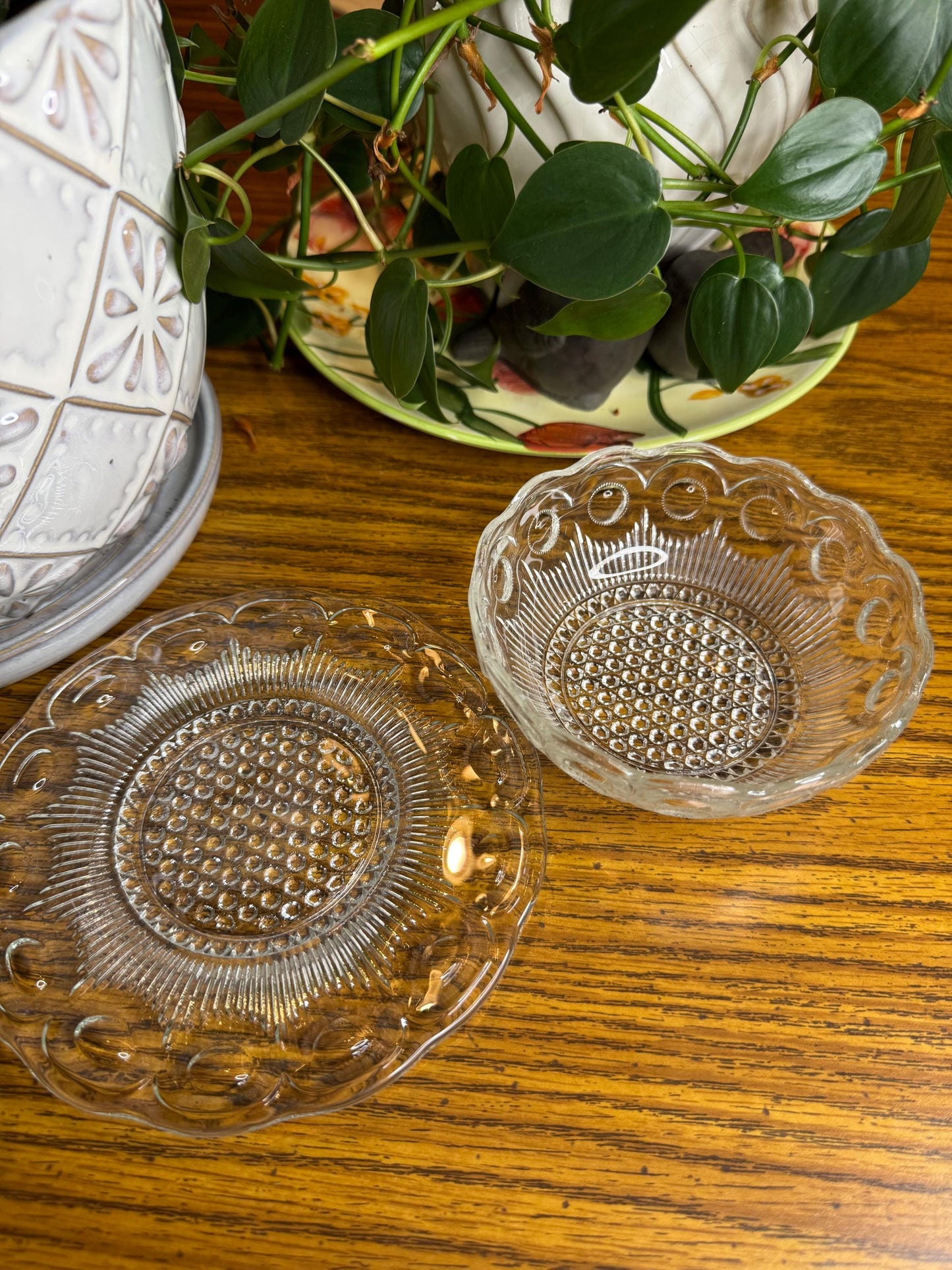 Elegant Vintage Glass Cat Bowl & Plate Set – Unique Floralesque Design for Cats Who Deserve the Best