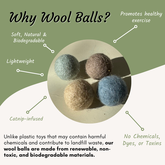 Eco-Friendly Wool Cat Balls - 4-Pack
