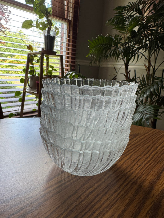 Vintage Deep Wavy Glass Cat Bowl