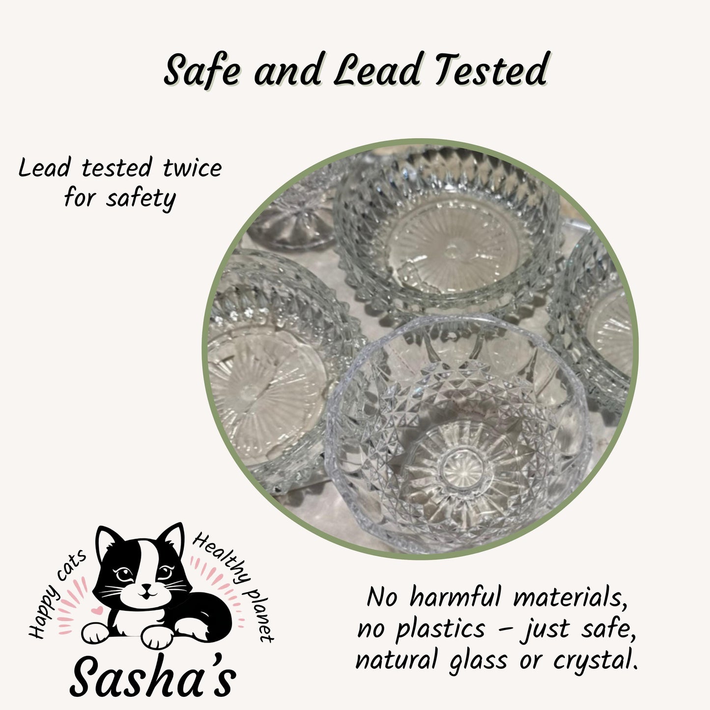 Elegant Vintage Glass Cat Bowl & Plate Set – Unique Floralesque Design for Cats Who Deserve the Best